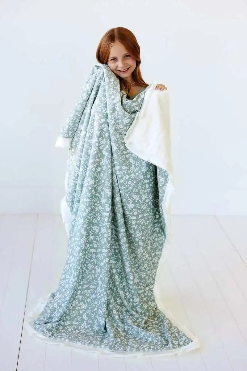 Dainty Floral Sage Blanket