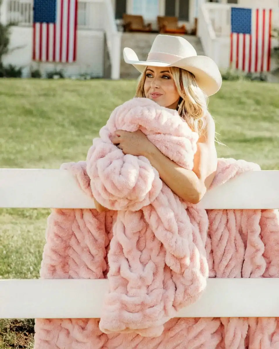 Hugs Pink Barn Blanket