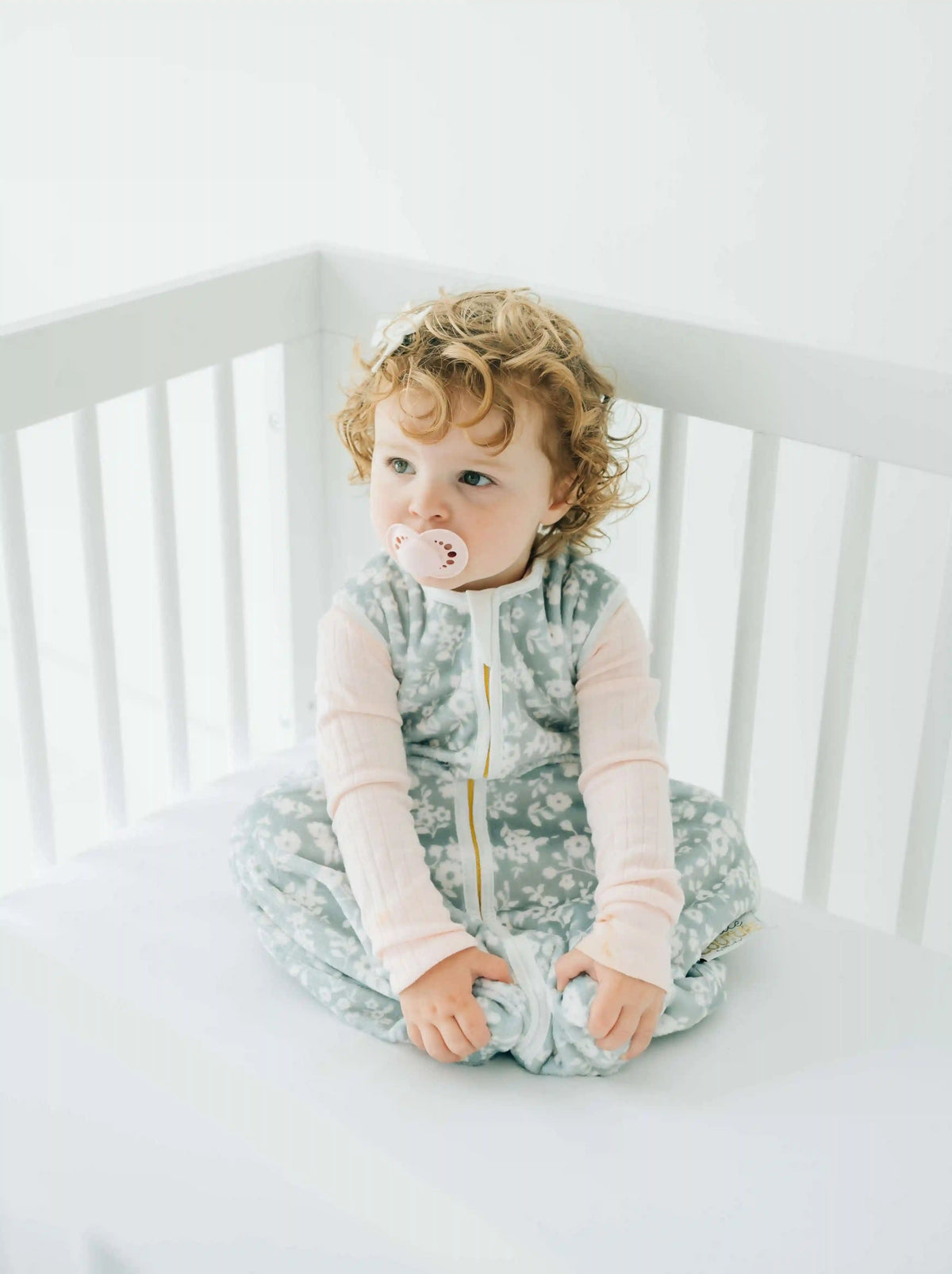 Dainty Floral Sage Wearable Minky Blanket