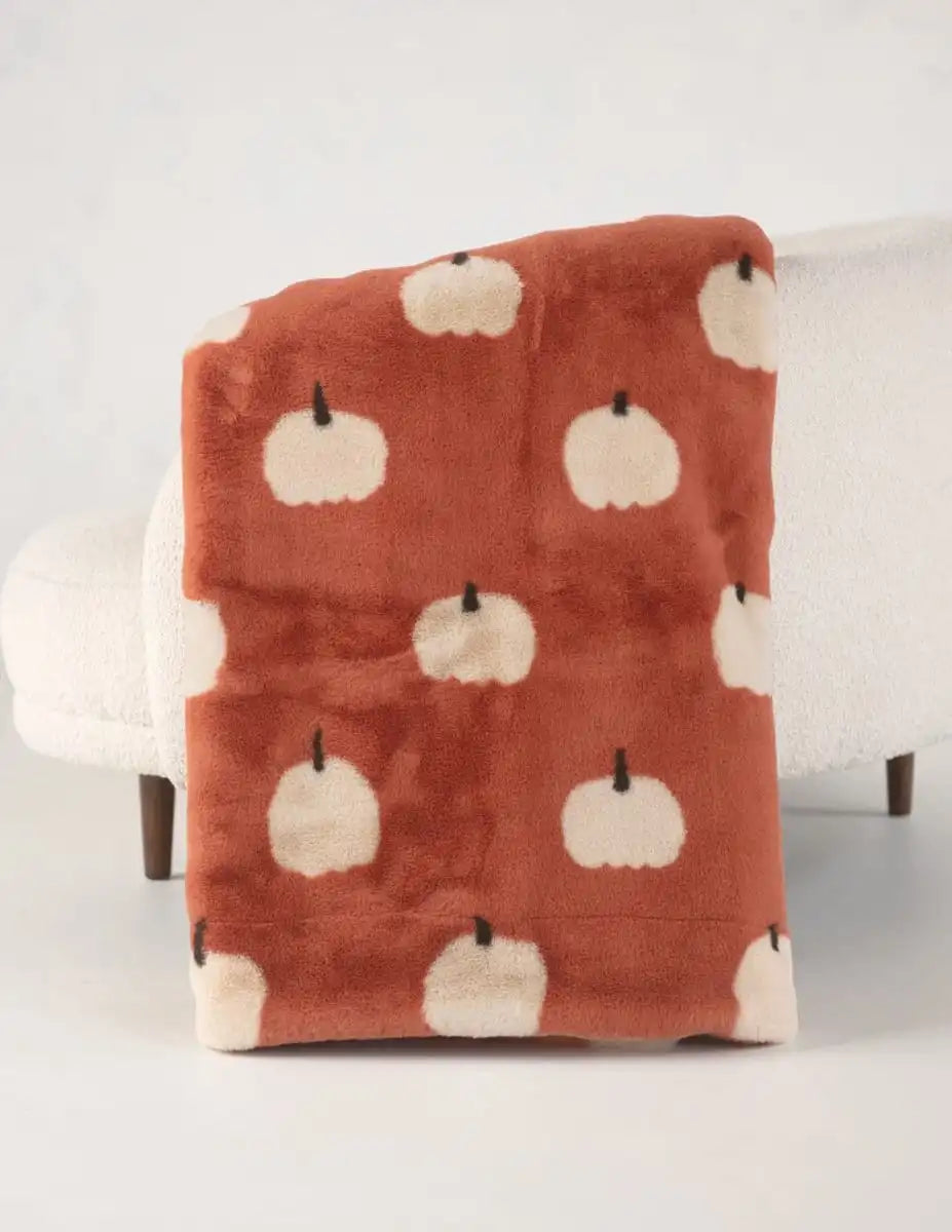 Lush White Pumpkins Blanket