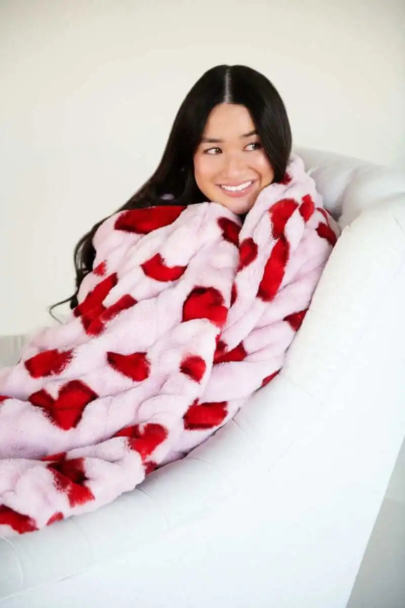 Hugs Heart Red Blanket