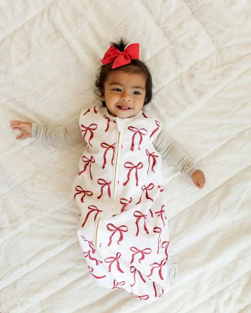 Red Ribbon Bows Wearable Minky Blanket